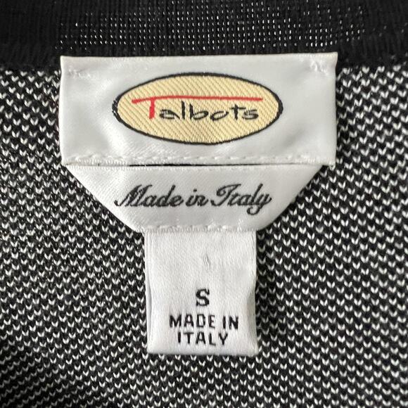 Talbots Sweater Womens Small Black White Made Italy Button Cardigan Knit Pockets - Picture 4 of 11